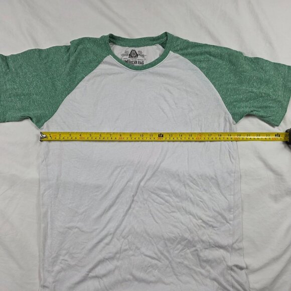 American Rag Mens Size Large White Green Raglan Short Sleeve T Shirt Casual - Picture 4 of 7